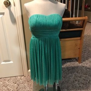 Green strapless dress with sparkling threads